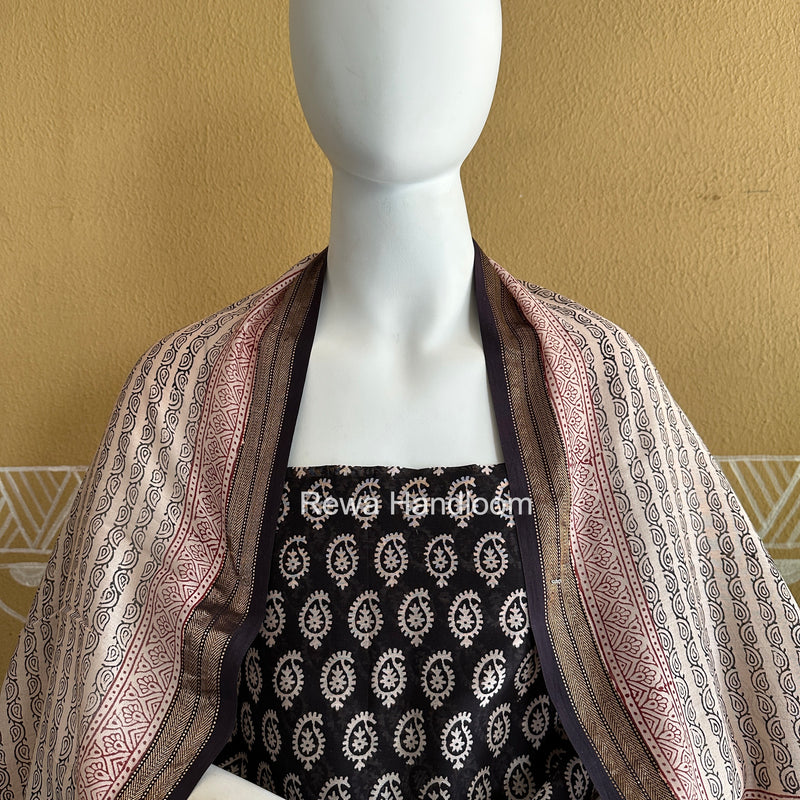 Maheshwari Black Bagh Print Suit BSP0195