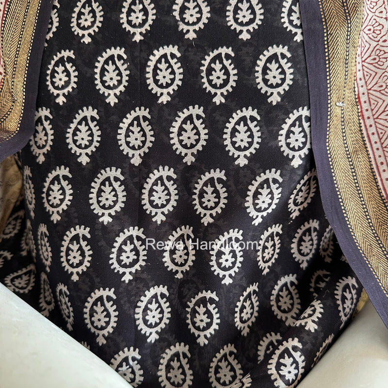 Maheshwari Black Bagh Print Suit BSP0195