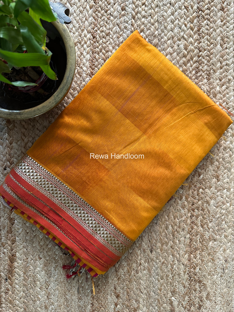 Maheshwari Mustard Yellow Shaded Plain Saree ZSP08