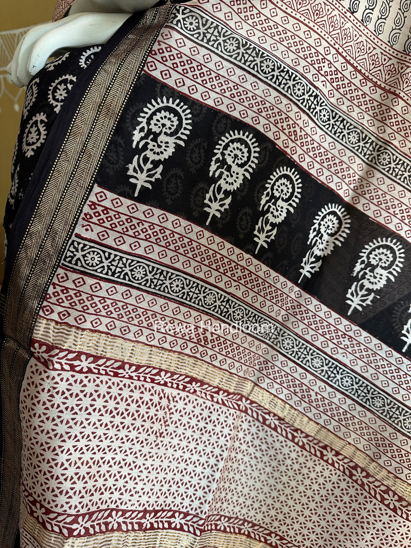 Maheshwari Black Bagh Print Suit BSP0195