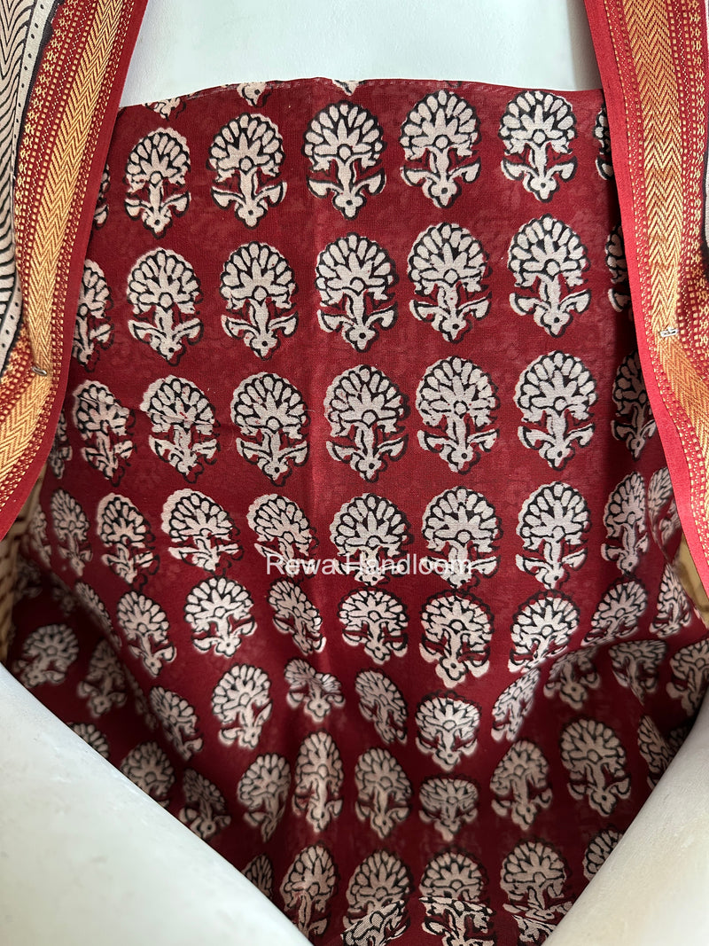 Maheshwari Maroon Bagh Print Suit BSP0199