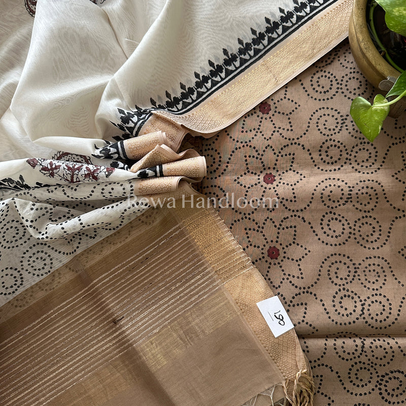 Maheshwari Handblock Print Top-Dupatta