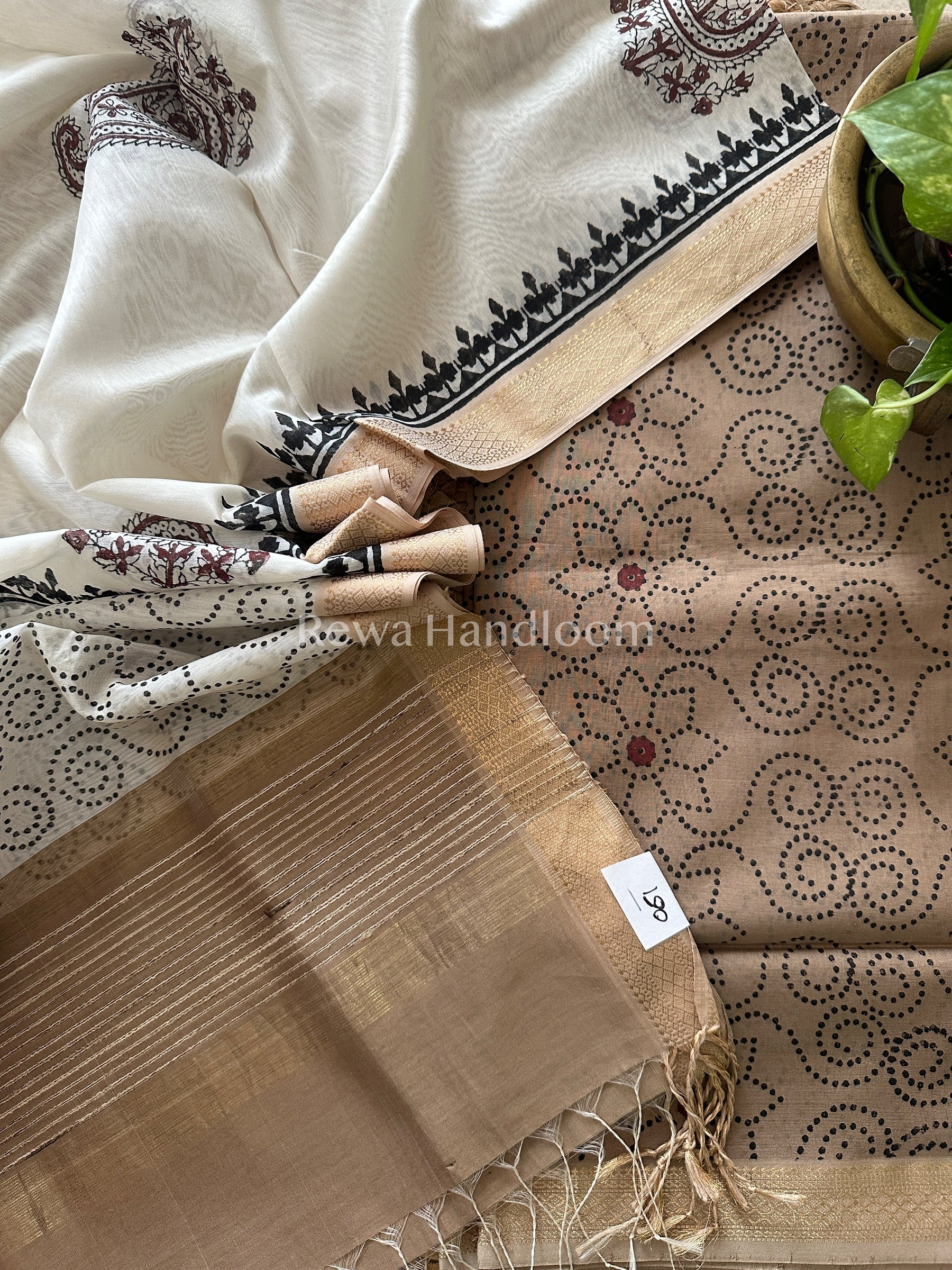 Maheshwari Handblock Print Top-Dupatta