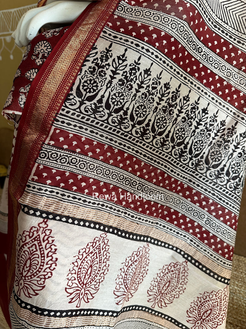 Maheshwari Maroon Bagh Print Suit BSP0199
