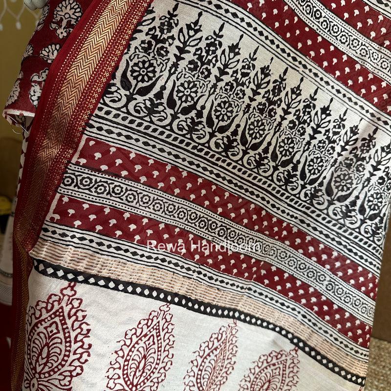 Maheshwari Maroon Bagh Print Suit BSP0199
