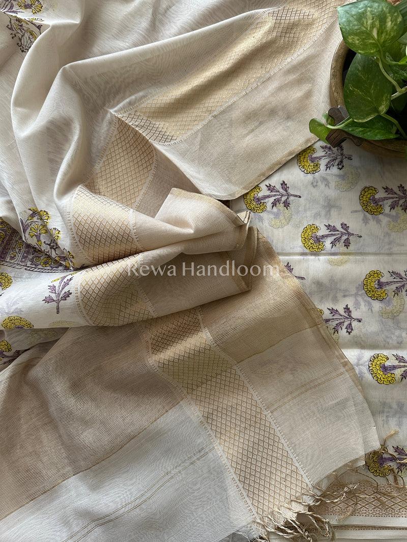 Maheshwari Handblock Print Top-Dupatta