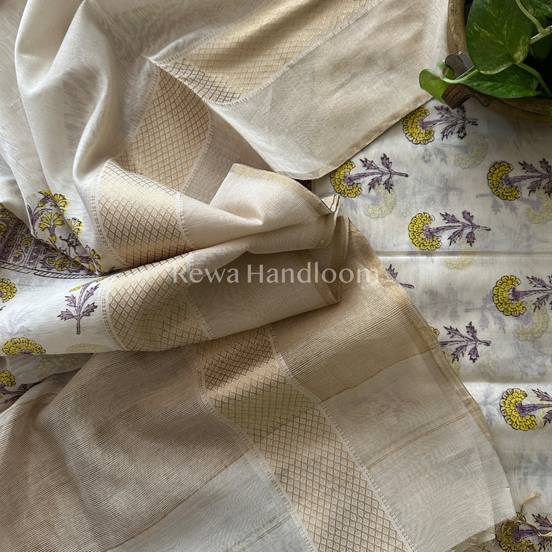 Maheshwari Handblock Print Top-Dupatta