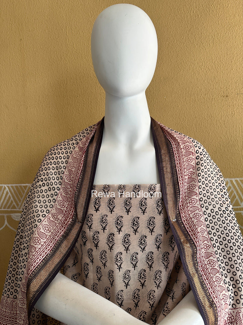 Maheshwari White Bagh Print Suit BSP0200