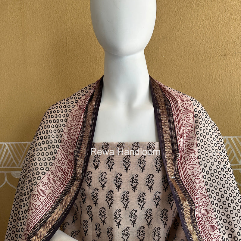Maheshwari White Bagh Print Suit BSP0200