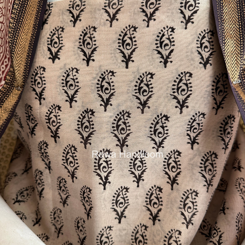Maheshwari White Bagh Print Suit BSP0200