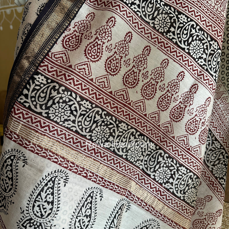 Maheshwari White Bagh Print Suit BSP0200