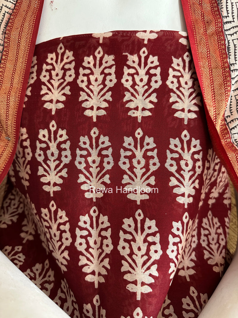 Maheshwari Red Bagh Print Suit BSP0188