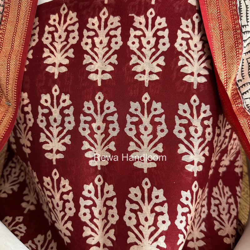 Maheshwari Red Bagh Print Suit BSP0188