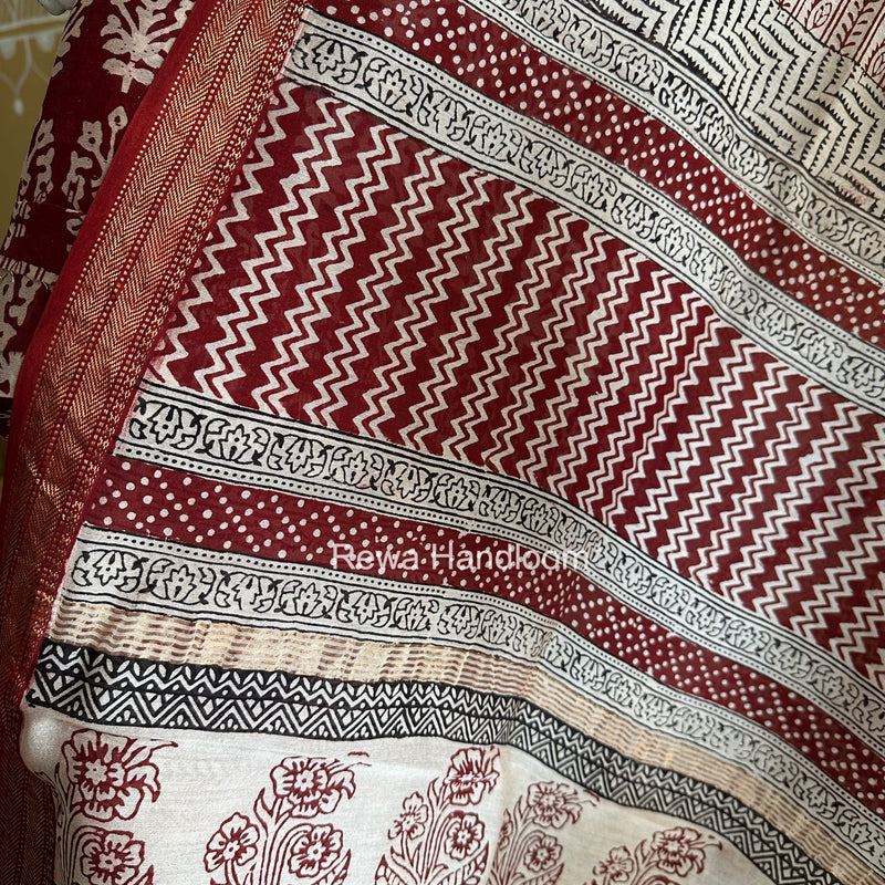 Maheshwari Red Bagh Print Suit BSP0188