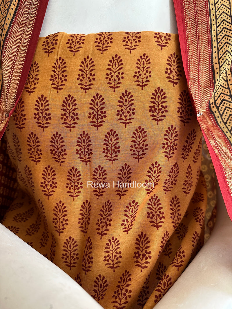 Maheshwari Pastel Yellow Bagh Print Suit BSP0193