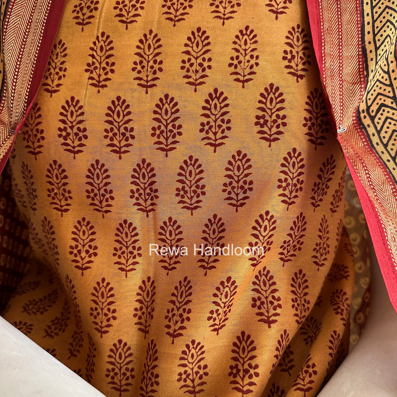Maheshwari Pastel Yellow Bagh Print Suit BSP0193