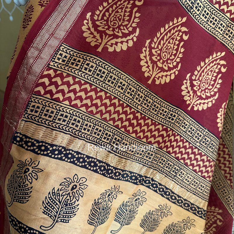 Maheshwari Pastel Yellow Bagh Print Suit BSP0193