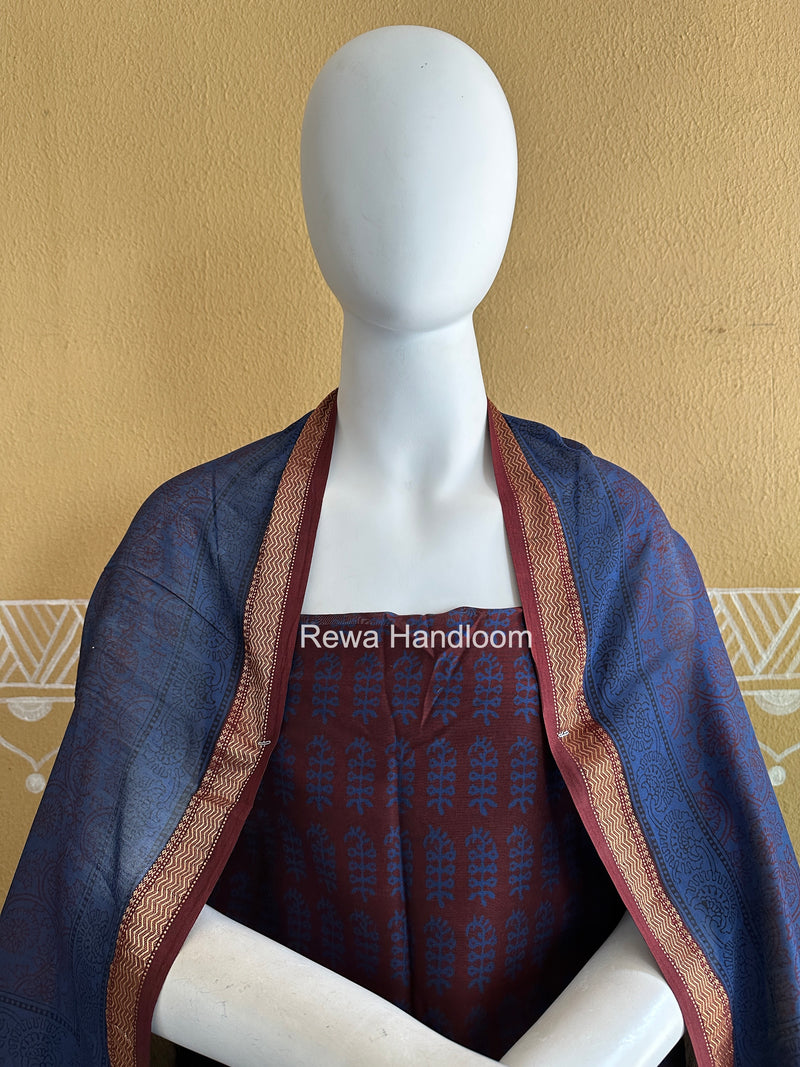 Maheshwari Maroon Bagh Print Suit BSP0196