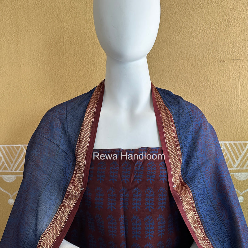 Maheshwari Maroon Bagh Print Suit BSP0196