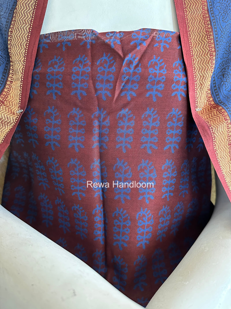 Maheshwari Maroon Bagh Print Suit BSP0196