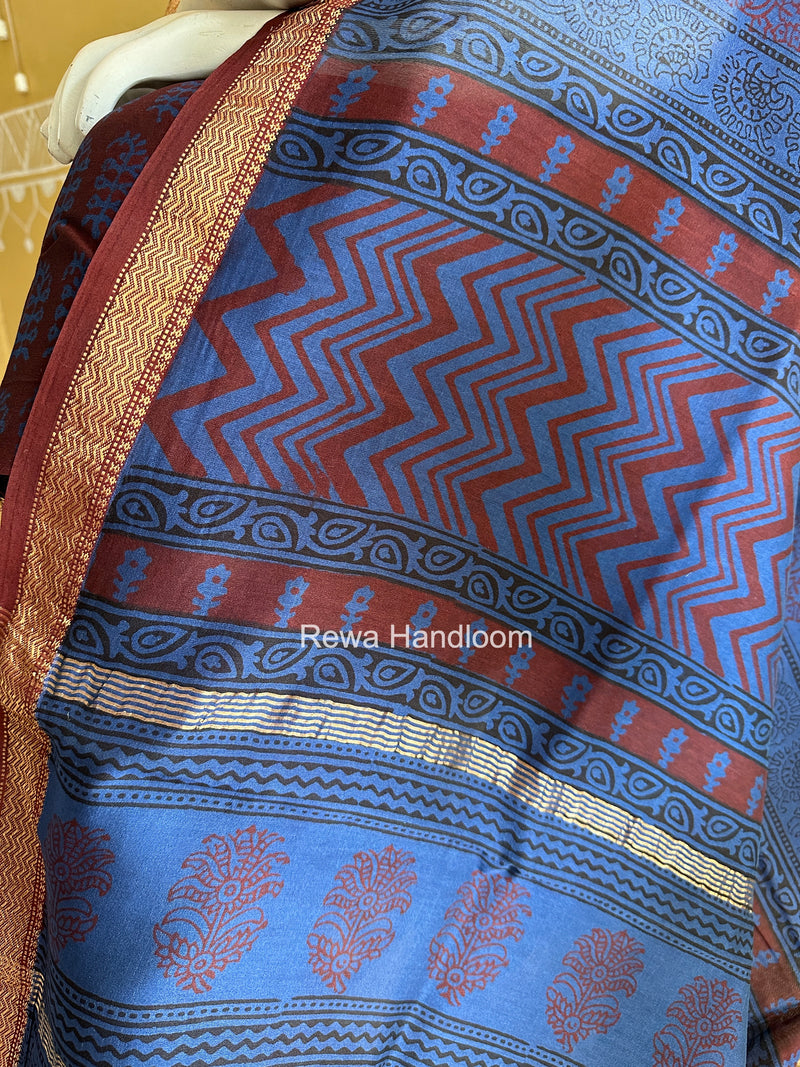 Maheshwari Maroon Bagh Print Suit BSP0196
