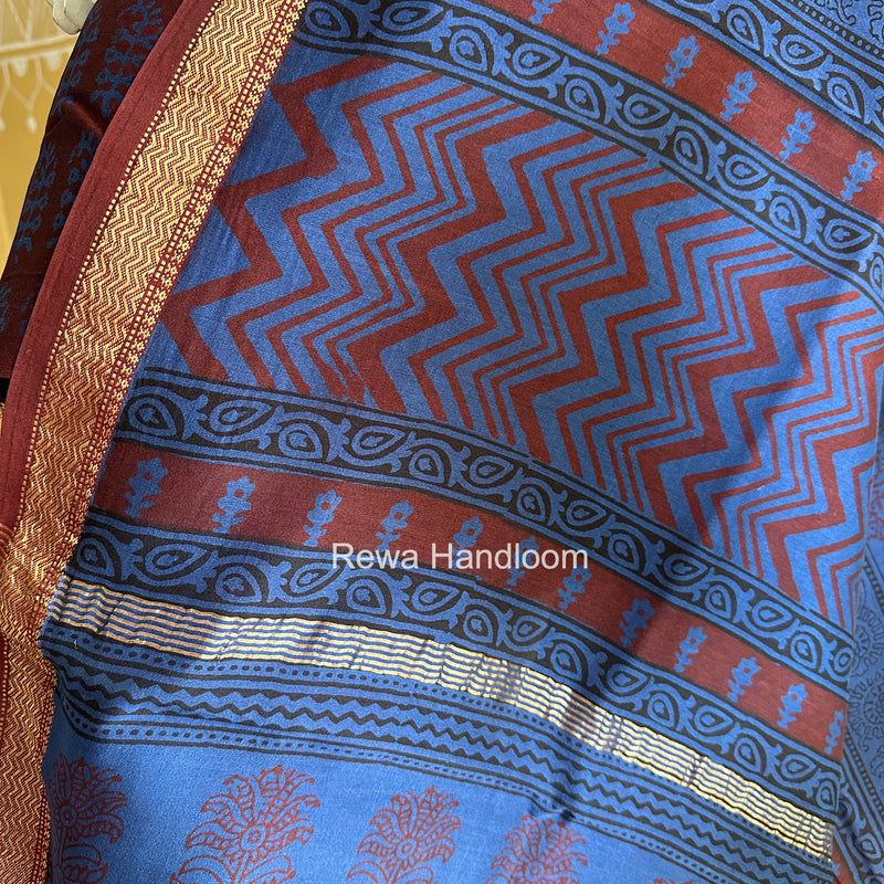 Maheshwari Maroon Bagh Print Suit BSP0196