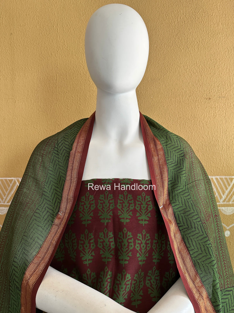Maheshwari Maroon Bagh Print Suit BSP0191