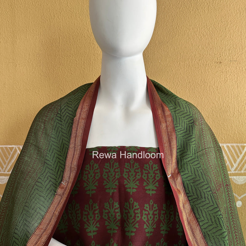 Maheshwari Maroon Bagh Print Suit BSP0191