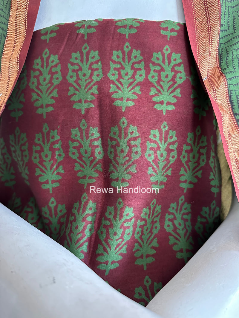 Maheshwari Maroon Bagh Print Suit BSP0191