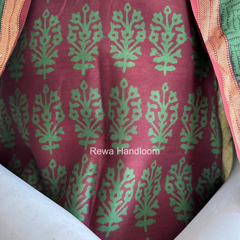 Maheshwari Maroon Bagh Print Suit BSP0191