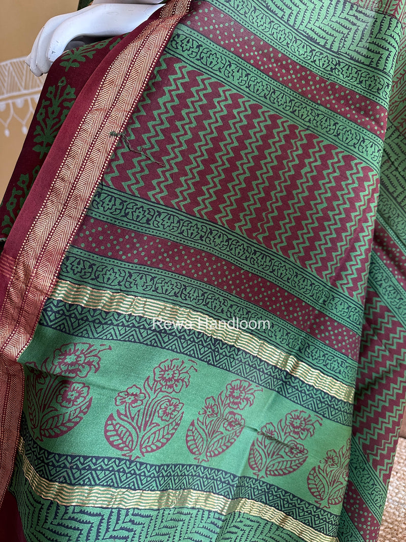 Maheshwari Maroon Bagh Print Suit BSP0191