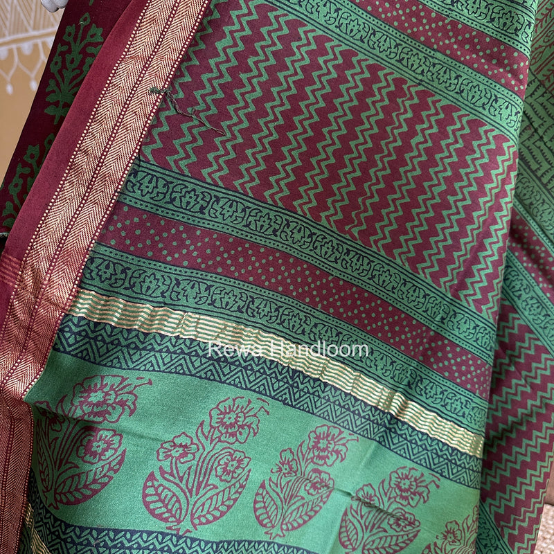 Maheshwari Maroon Bagh Print Suit BSP0191