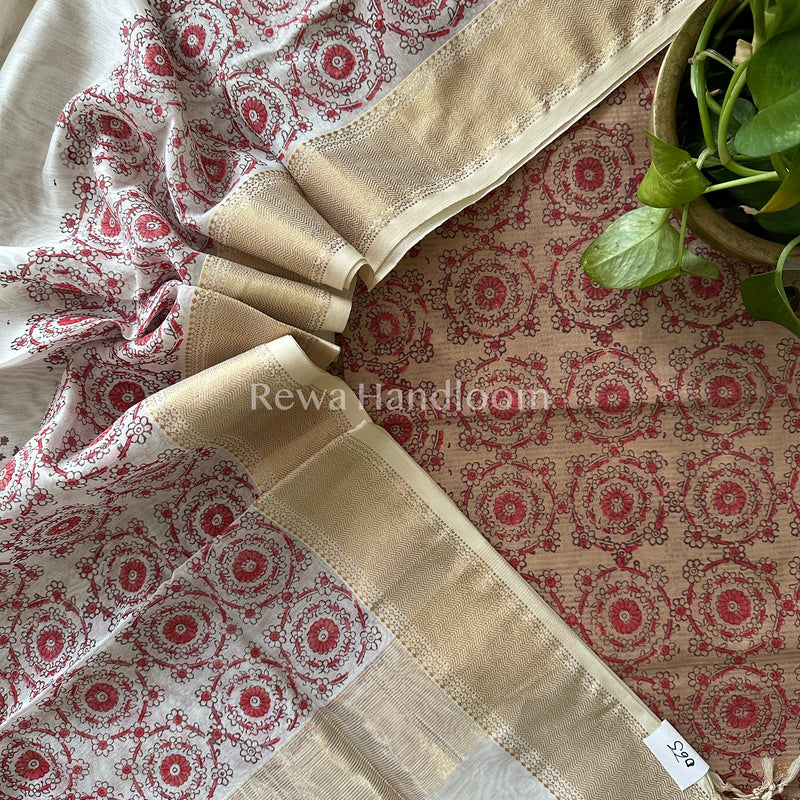 Maheshwarii Handblock Print Top-Dupatta
