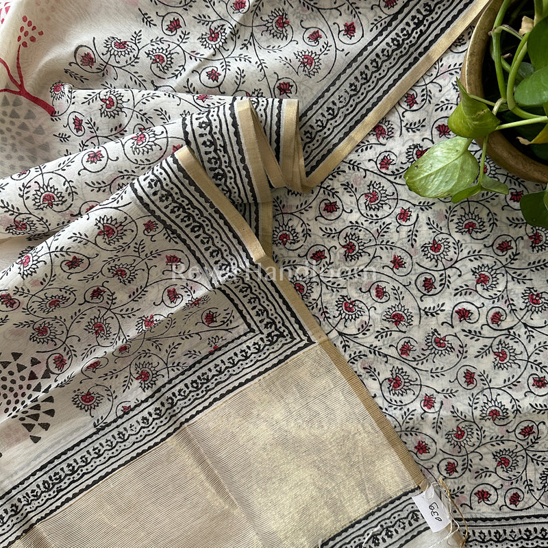 Maheshwari Handblock Print Top-Dupatta