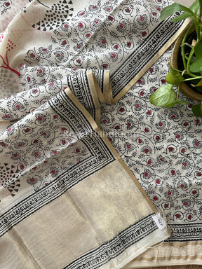 Maheshwari Handblock Print Top-Dupatta