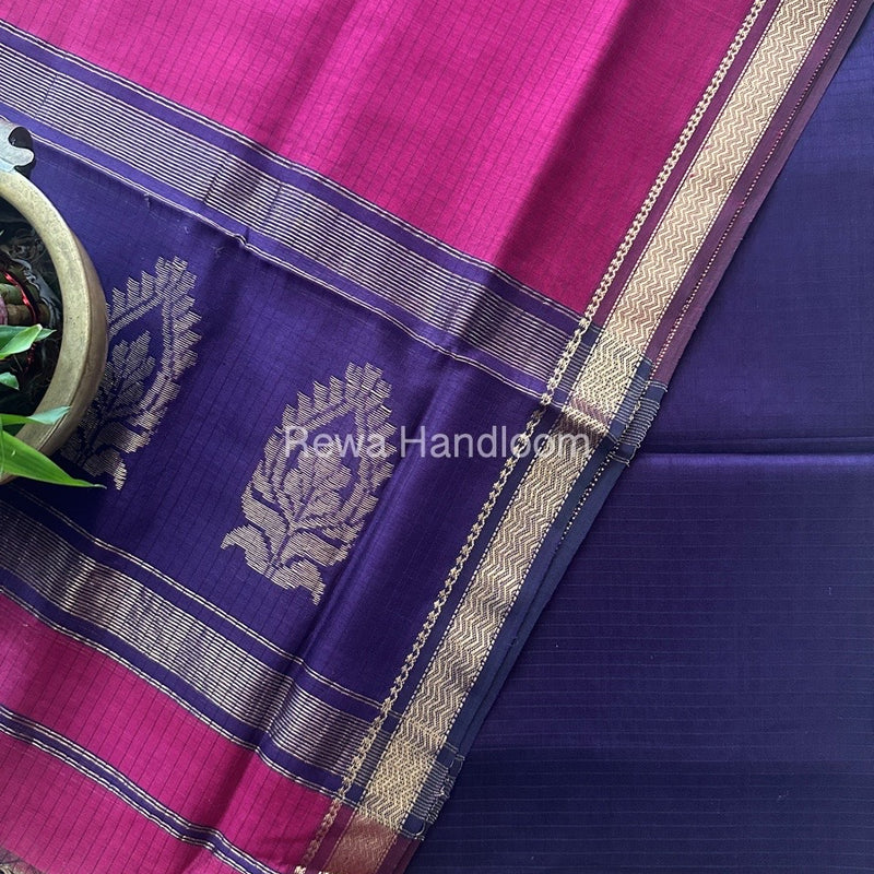 Maheshwari Purple-Magenta Motifs Top-Dupatta Set MS0156