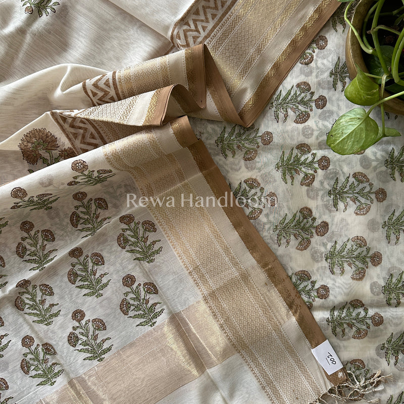 Maheshwari Handblock Print Top-Dupatta