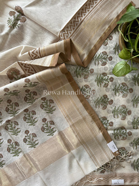 Maheshwari Handblock Print Top-Dupatta