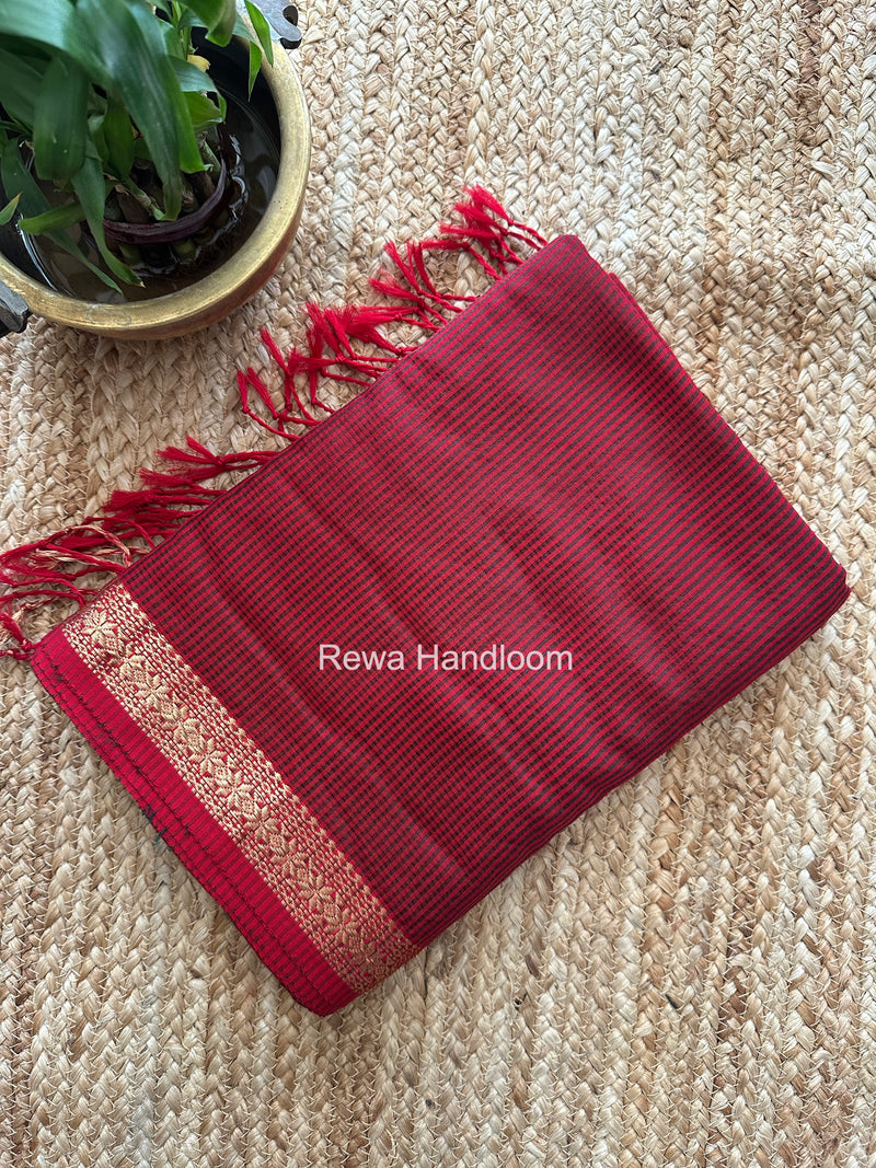 Maheshwari Red Garbha Reshami Silk Saree GS291
