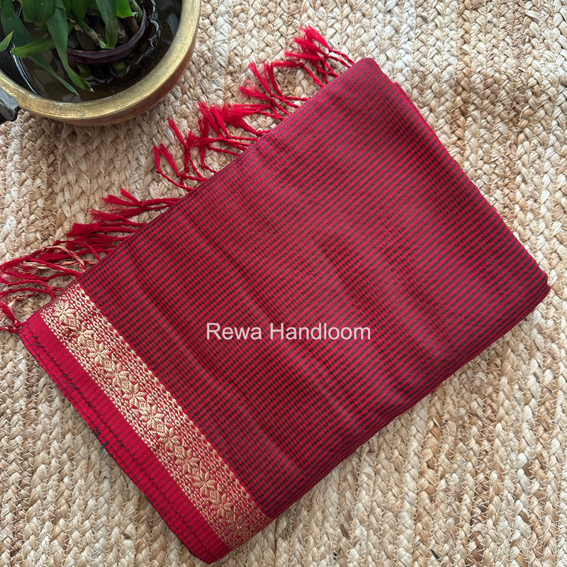 Maheshwari Red Garbha Reshami Silk Saree GS291
