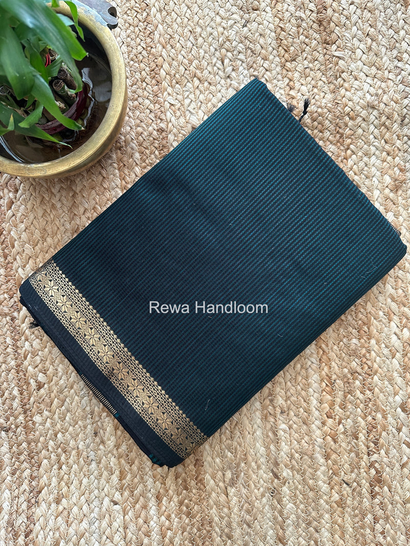 Maheshwari Dark Sea Green Garbha Reshami Silk Saree GS293