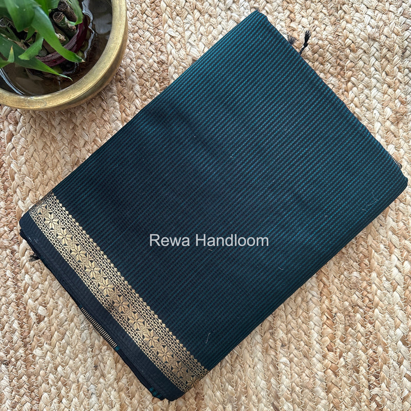Maheshwari Dark Sea Green Garbha Reshami Silk Saree GS293