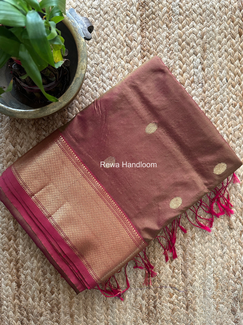 Maheshwari Mehendi Green Pure Silk Saree PS083