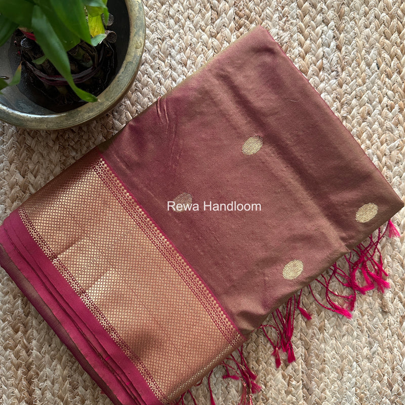 Maheshwari Mehendi Green Pure Silk Saree PS083