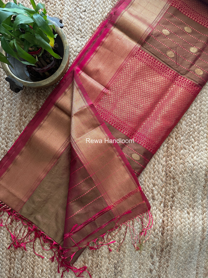 Maheshwari Mehendi Green Pure Silk Saree PS083