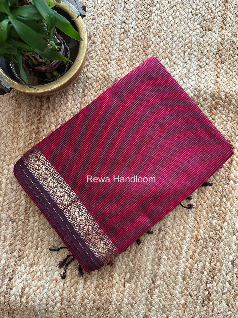 Maheshwari Pink Garbha Reshami Silk Saree GS294
