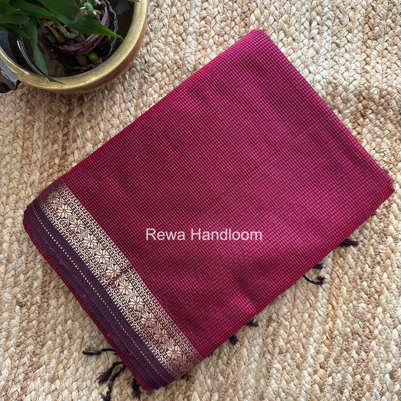 Maheshwari Pink Garbha Reshami Silk Saree GS294