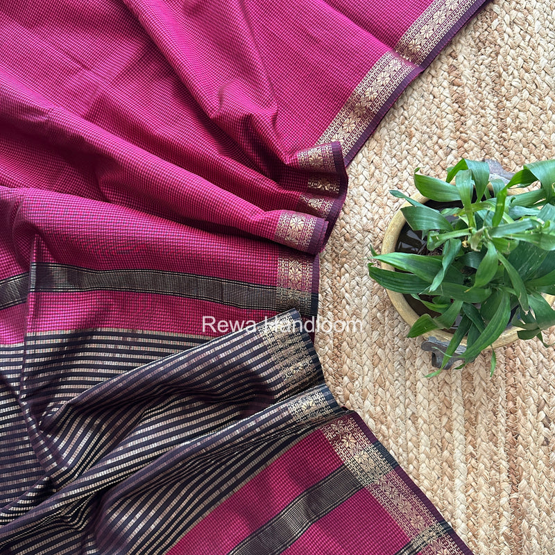 Maheshwari Pink Garbha Reshami Silk Saree GS294