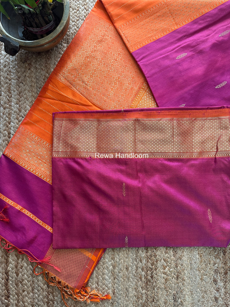 Maheshwari Magenta Pure Silk Saree PS086