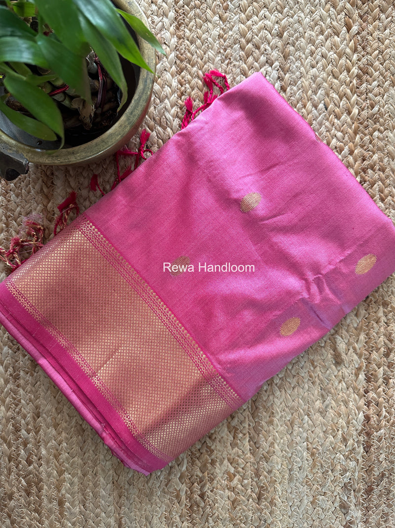 Maheshwari Pink Pure Silk Saree PS088